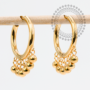 TN2079 Brinco Argola 12mm Esfera Titânio PVD Gold