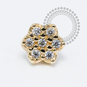 OR104 Topo Flor 7 Pétalas Ouro 18K