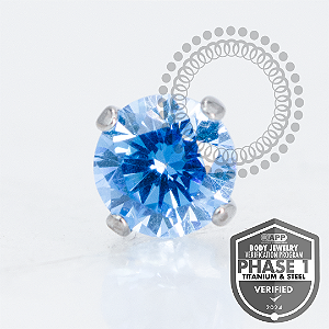 TT07 Topo  CZ  Blue Prongset Push Pin Titânio Mill®