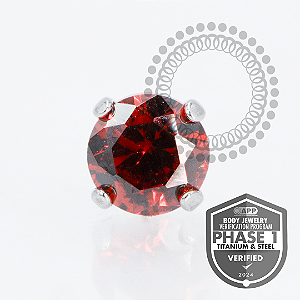 TT08 Topo CZ Red ProngSet Push Pin Titânio Mill®