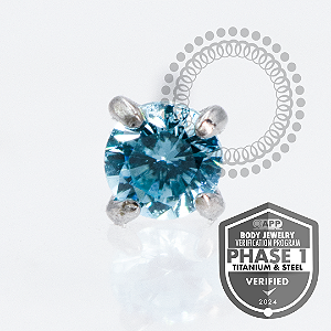 TT09 Topo CZ Aqua ProngSeg Push Pin Titânio Mill®