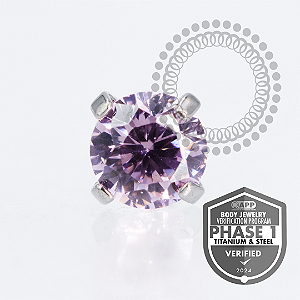 TT10 Topo CZ Rosa ProngSet  Push Pin Titânio Mill®