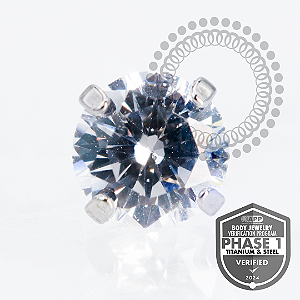 TT13 Topo CZ Cristal ProngSet Push Pin Titânio Mill®