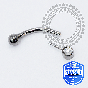 TT57 Microbell Curvo c/ 1 Cristal Push Pin Titânio Mill®
