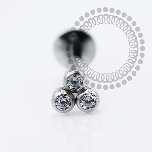 PB142 Labret Trinity  Flat Zirconias Aço 316L
