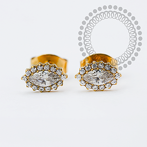 TN2132 Brinco Marquise CZ Titânio PVD Gold