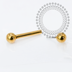 TN2141 Barbell Reto 1.6mm Push Pin Titânio PVD Gold
