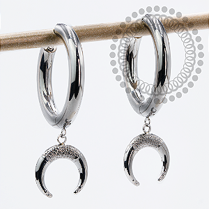 TN2147 Brinco Argola 14mm /  Lua Titânio ASTM F136