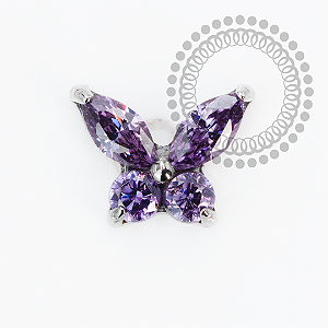 TN2196 Topo Borboleta Detalhada Roxo Titânio ASTM F136