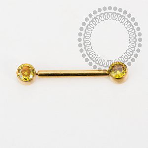 TN2201 Nipple CZ Flat Amarela Push Pin Titânio PVD Gold