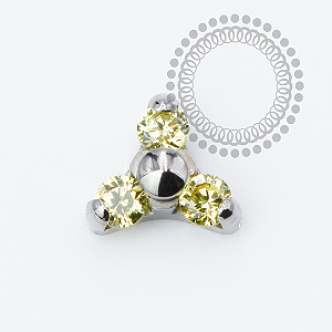 TN2280 Topo Trinity CZ Amarela Push Pin Titânio ASTM F136