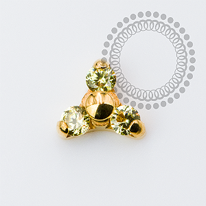 TN2281 Topo Trinity CZ Amarela Push Pin Titânio PVD Gold