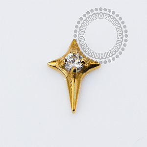 TN2300 Topo Mini Estrela 4 Pontas CZ Titânio PVD Gold