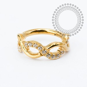 TN2337 Segmento Infinito CZ Titânio PVD Gold