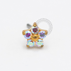 TN2373 Topo Micro Flor CZ Boreal Push Pin Titânio PVD Gold