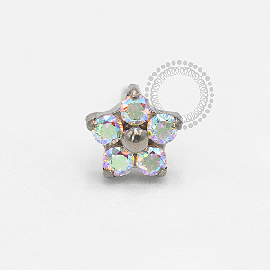TN2374 Topo Micro Flor CZ Boreal Push Pin Titânio ASTM F136