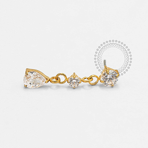 TN2382 Topo CZ Push Pin Pingente CZ Gota  Titânio PVD Gold - CRISTAL