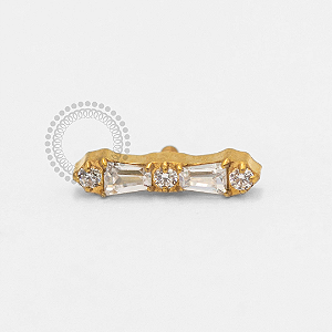 TN2385 Topo Mini Gravatinha Detalhada CZ PVD Gold
