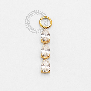 TN2387 Pingente 3 Gotas CZ Titânio PVD Gold