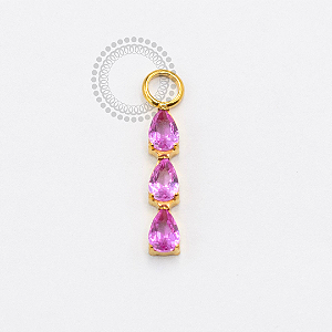 TN2389 Pingente 3 Gotas CZ RosaTitânio PVD Gold