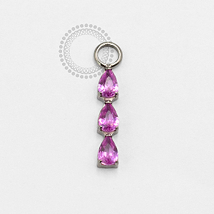 TN2391 Pingente 3 Gota CZ Rosa Titanio ASTM F136