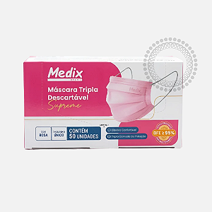 DC10 Máscaras Medix Tripla Rosa 50 UND