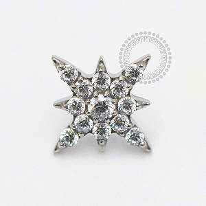 TN2399 Topo Estrela Dalva CZ Push Pin Titânio ASTM F136