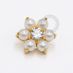 TN2401 Topo Flor de Pérolas Titânio PVD Gold