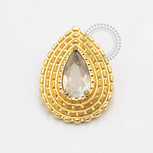 TN2407 Topo Labradorite Gota Indiana Titânio PVD Gold
