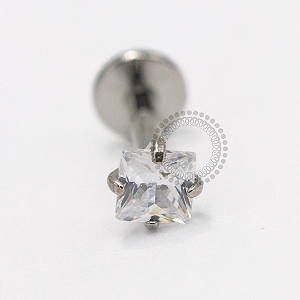 PB147 Labret CZ Quadrada Aço 316L