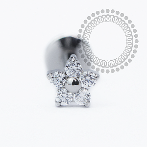 PB148 Labret Mini Flor CZ Aço 316L