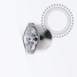 PB145 Labret Zirconia Navete  Aço 316L