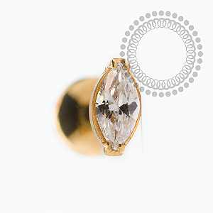 PVD130 Labret Navete CZ Zirconias Aço PVD Gold
