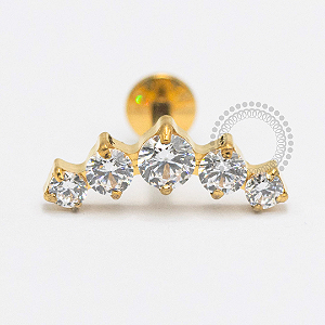 PVD126 Labret Cluster Cravejado Aço PVD Gold