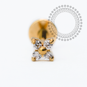 PVD129 Labret Trevo CZ  Aço PVD Gold