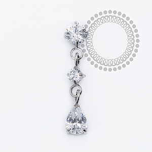 TN2419 Topo CZ Pingente Gota Cristal Titânio ASTM F136