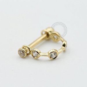 OR14 Argola Haste Reta Zirconias Ouro 18k
