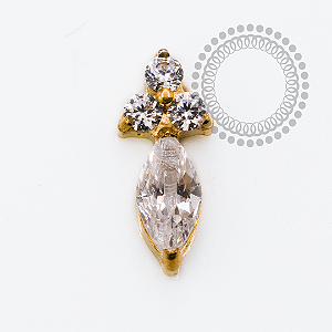TN2485 Topo Mini Marquise CZ Titânio PVD Gold