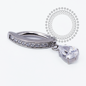 TN2488 Navel Belly Clicker Pingente CZ Titânio ASTM F136