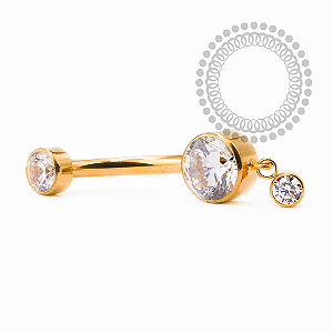 TN2498 Navel CZ Pingente Flat Titânio PVD Gold