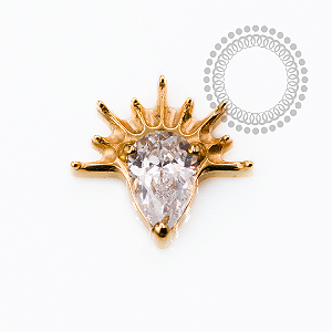 TN2506 Topo Mini Gota CZ Raios Titânio PVD Gold