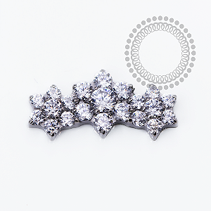 TN2510 Topo Cluster Trio de Flores CZ  Titânio ASTM F136