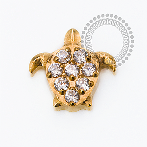 TN2515 Topo Tartaruga Cravejada Titânio PVD Gold