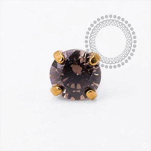 TN2526 Topo CZ Dark Coffee  Push Pin Titanio PVD Gold