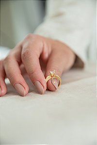 Anel Solitário Elegance - Banho de Ouro 18k