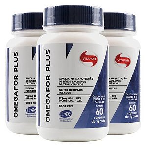 kit 3x Omegafor Plus (60 cápsulas) Certificado Internacional - Vitafor
