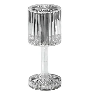 Luminária Crystal Luxe LED – Abajur Acrílico Transparente Recarregável Touch