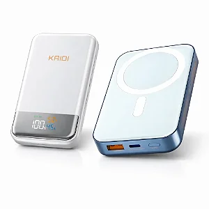 Kaidi Power Bank 10.000mAh Magnético por Indução – Carregador Portátil Branco