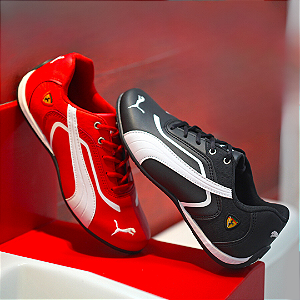 Kit 2 Tênis Puma Ferrari New Preto e Vermelho