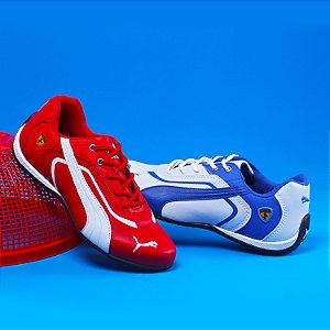 Kit 2 Tênis Puma Ferrari New Branco azul e Vermelho